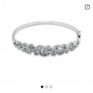 Diamond and sterling silver bangle